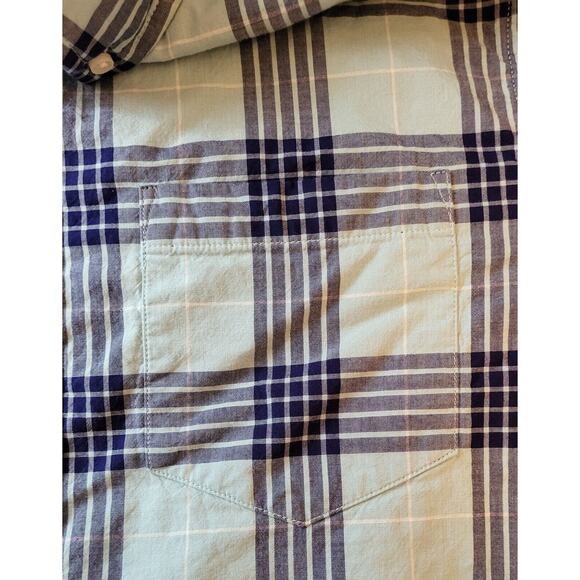 Goodfellow & Co Mens Medium Button Down Plaid Long Sleeve Shirt Aqua Blue - Picture 5 of 11